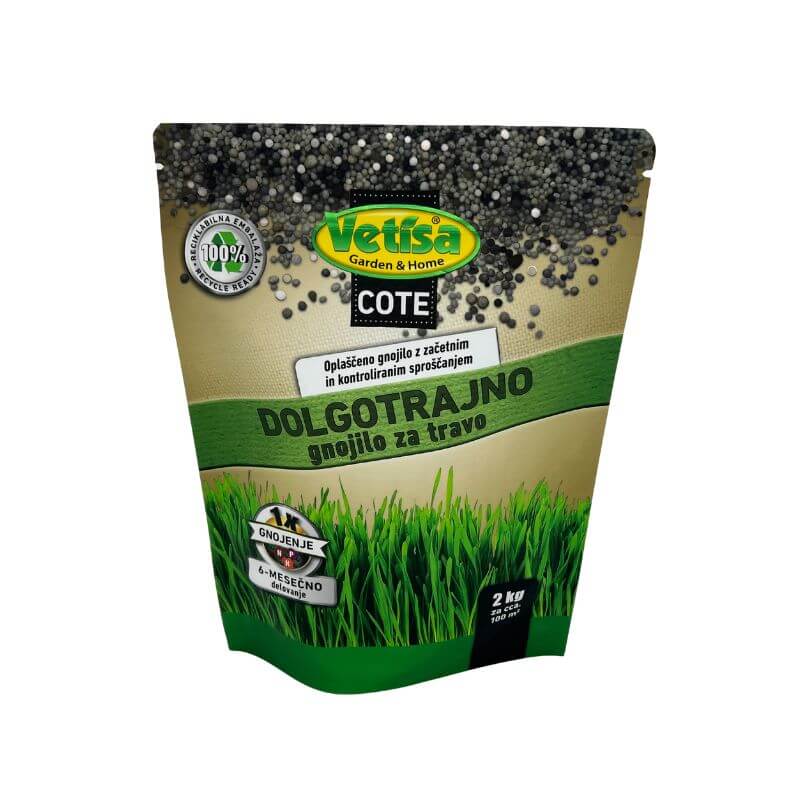 VETISA-COTE Dolgotrajno gnojilo za travo- 6Mes delovanje/cca 100m2/2 kg vrečka